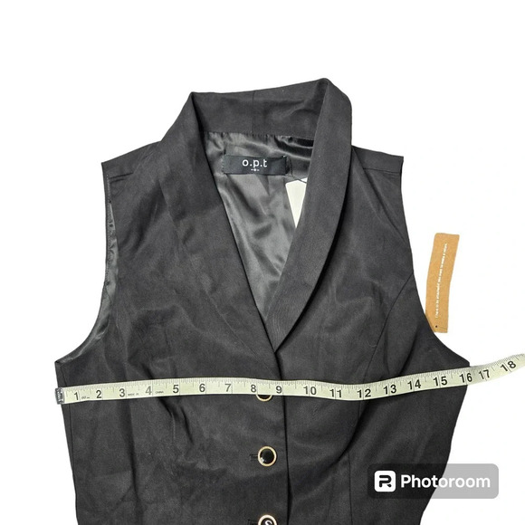 O.P.T. Black Sleeveless 3 Button Vest - Picture 2 of 6